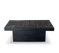 MENZZO Table rectangulaire style ethnique 60x120cm Kinshasa 2 tiroirs Bois Noir