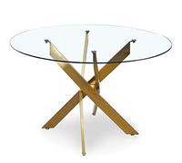 MENZZO Table ronde en verre Corix pieds Or - table à manger