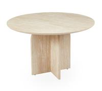 MENZZO Table ronde élégante 120cm Calyptus Effet travertin Beige - table à manger