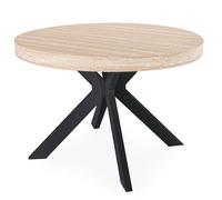 MENZZO Table ronde extensible 110-260cm Myriade Effet travertin Beige et Noir - table à manger