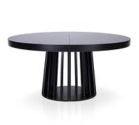 Menzzo Table Ronde Extensible Eliza 120→160 cm Noir Mat - Table de Salle à Manger Moderne - Plateau Extensible Simple & Robuste - Design élégant pour Cuisine & Salon