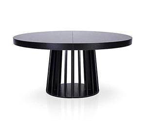 Menzzo Table Ronde Extensible Eliza 120→160 cm Noir Mat - Table de Salle à Manger Moderne - Plateau Extensible Simple & Robuste - Design élégant pour Cuisine & Salon