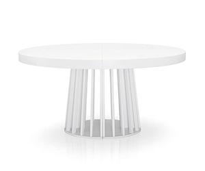 Menzzo Table Ronde Extensible Eliza - Blanc - L120/160/200 x H76 cm - Jusqu’à 8/10 Couverts - Pied Central - Table Salle à Manger Moderne