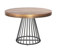 MENZZO Table ronde extensible Grivery Bois Noisette pieds Noir - table à manger L110 x P110 x H76cmAvec 1 rallonge : P110 x