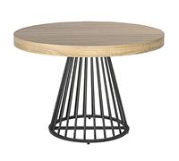 Menzzo Table Ronde Extensible GRIVERY Chêne Clair - 110 à 260 cm - Table Salle à Manger Design avec 3 Rallonges pour 4 à 12 Personnes - Pied Central Stable Moderne