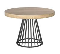 Menzzo Table à manger Grivery ronde extensible Chêne Clair pieds noirs