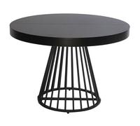 Menzzo Table à manger Grivery – ronde extensible, noir, pieds noirs