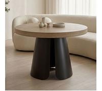 MENZZO Table ronde extensible Henriette Chêne Clair pieds Noir - table à manger