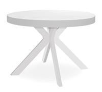 Menzzo Table Ronde Extensible Myriade Blanc - Table à Manger Design avec 3 rallonges - Ø110 cm → Ø160/210/260 cm - Jusqu’à 10 Couverts