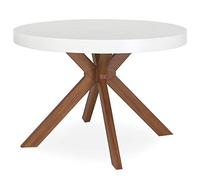 Menzzo Table Ronde Extensible MYRIADE Bois/Blanc - Table Salle à Manger L110/260 cm avec Rallonge - Design Moderne Gain de Place pour Cuisine & Séjour