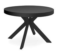 Menzzo Table Ronde Extensible MYRIADE MDF & métal Noir Mat - 3 rallonges intégrées - Table à Manger Design Vintage Moderne - Jusqu’à 10 Couverts - Ø110 cm Extensible L260 cm