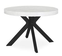 Menzzo Table Ronde Extensible Myriade Noir et Effet Marbre