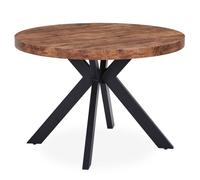 Menzzo - Table ronde extensible Myriade - 3 rallonges, 6-10 couverts - Noir & Noyer