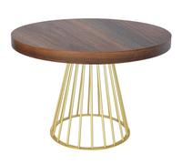 Menzzo Table Ronde Extensible Soare - Bois Noisette avec Pieds Or, Table à Manger Design et Modulable pour Cuisine & Salon
