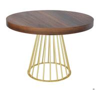 Menzzo Table à manger Soare – ronde extensible, bois noisette, pieds Or