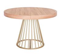 Menzzo Table Ronde Extensible SOARE - Chêne Clair - 4 à 12 Couverts - 3 rallonges intégrées - Pied Central métal - L110 x P110-260 x H76 cm