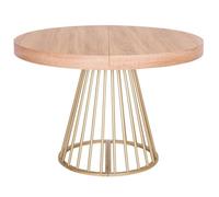 Menzzo Table à manger Soare ronde extensible chêne clair pieds Or