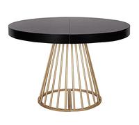 Menzzo Table Ronde Extensible Soare Noir Pieds Or