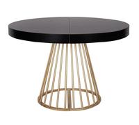 Menzzo Table à manger ronde extensible Soare Noir pieds Or L110 x P110-160-210-260 x H76 cm
