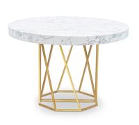MENZZO Table ronde extensible Yasmina Effet Marbre et pieds Or - table à manger