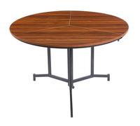 MENZZO Table ronde pliable gain de place Cokelio 120cm Métal et plateau 3 parties Bois Noisette