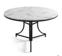 MENZZO Table ronde pliante gain de place Foldine Ø100cm Métal Noir et Effet marbre Blanc - table à manger L100 x P100 x H75 cm<br