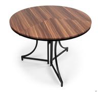 MENZZO Table ronde pliante gain de place Foldine Ø80cm Métal Noir et Bois noisette - table à manger L80 x P80 x H75 cm