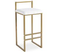 Menzzo Tabouret de Bar en métal Drakkar Or et Tissu Bouclette Crème