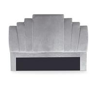 Menzzo Tête de lit Arena 160 cm Velours Argent capitonné - Design Glamour Contemporain - Tête de lit rembourrée sans Fixation - L160 x P10 x H120 cm