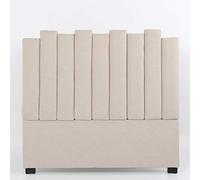 Menzzo Tête de lit Lucky 140 cm - Tissu Beige, Design Vertical matelassé, Compatible sommier Standard 140 cm, Élégante décoration Chambre