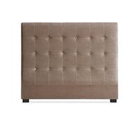 Menzzo Tête de Lit Luxor 140 cm Velours Taupe - Tête de Lit Capitonnée Design Moderne pour Lit Double - Décoration Chambre Adulte Élégante sans Fixation