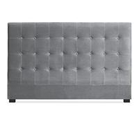 Menzzo Tête de Lit Luxor 180 cm Velours Argent - Tête de Lit Capitonnée Design Moderne - Décoration Chambre Adulte Chic et Cocooning sans Fixation