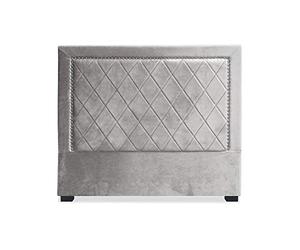 Menzzo Tête de lit Meghan 140 cm Velours Argent - Design capitonné avec Coutures décoratives, élégante et Cosy