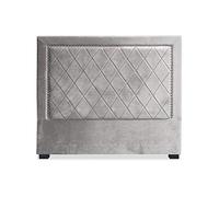 Menzzo Tête de lit Meghan 140 cm Velours Argent - Design capitonné avec Coutures décoratives - Tête de lit élégante et Cosy