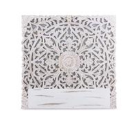 Menzzo Tête de lit Serena 140 cm - Bois sculpté Blanc - Design Chic et décoratif - L140 x P3,5 x H140 cm