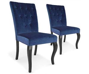 Menzzo XYLOT2VELOURSBLEU Lot de 2 Chaises, Bleu