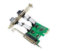 MEO 2 Ports RS-232 Serial Port COM & DB25 Printer Parallel Port LPT to PCI-E PCI Express Card Adapter Converter AX99100 Chipset