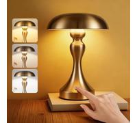 meoaow Lampe de table sans fil chevet LED - lampe de table à piles tactile dimmable rétro vintage en bronze doré avec batterie rechargeable USB pour rebord de fenêtre salon chambre