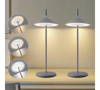meoaow Lampe de table sans fil, lampe de chevet à piles, lot de 2 lampes de table LED d'extérieur modernes à intensité variable tactile rechargeables 1800 mAh, lampe de bureau USB étanche IP44