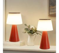 meoaow Lampe table solaire à piles veilleuse - Lot 2 lampes table LED sans fil rechargeables par USB intensité variable tactiles rouges 3600 mAh étanches IP44 pour salon chambre et extérieur modernes