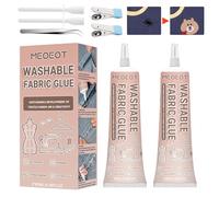 Meoeot Colle pour Tissus, Colle Textile Extra Forte, Colletextile Permanente Résiste Lavage, Colletissus Couture, Adhésif Textile pour DIY, Tissus, Jeans, Tricotés, Réparation de Poupée, 2 * 60ml