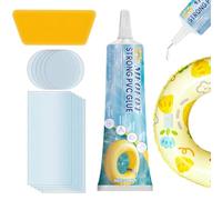 Meoeot Kit Réparation Piscine, Rustines Piscine sous Marines, Kit Réparation Bateaux Pneumatiques, Étanche, Forte Adhérence, Colle PVC pour Réparer Kayaks, Jacuzzis, Matelas Gonflables (50ML)