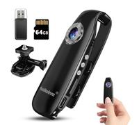 Meoilkolnm Mini caméra corporelle avec enregistrement audio et vidéo 1080p 64 Go enregistreur vidéo avec détection de mouvement POV portable avec poche magnétique DV portable pour cyclisme, animaux