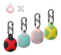 Meokkaebi Lot de 4 coques en silicone pour Apple AirTag avec porte-clés, étanche, anti-rayures et compatible AirTags 2021 animaux compagnie, clés, bagages, sacs à dos (plusieurs couleurs), 4A