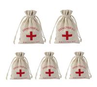 Meokro Kit de gueule de bois 2/5 pièces Sac cadeau de mariage Croix rouge Sacs à cordon de serrage Party Sobriété Kit de premiers secours Poche en coton et lin