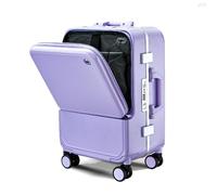 Meoky 20 '' Cadre en Aluminium PC Hardside Carry on Luggage - Double Spinner Wheels Valise de Voyage roulante de Luxe avec TSA et Porte-gobelet,A,24IN
