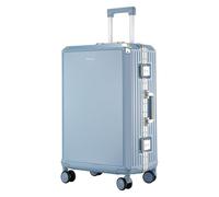 Meoky Valise à Bords durs, sans Fermeture éclair Valise avec Roues rotatives, Rouge Brique, à Carreaux-Grand Léger et Durable,Bleu,22in