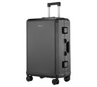 Meoky Valise à Bords durs, sans Fermeture éclair Valise avec Roues rotatives, Rouge Brique, à Carreaux-Grand Léger et Durable,Noir,24in