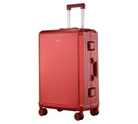 Meoky Valise à Bords durs, sans Fermeture éclair Valise avec Roues rotatives, Rouge Brique, à Carreaux-Grand Léger et Durable,Rouge,26in