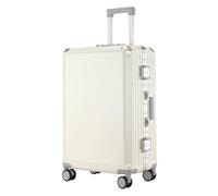 Meoky Valise à Bords durs, sans Fermeture éclair Valise avec Roues rotatives, Rouge Brique, à Carreaux-Grand Léger et Durable,Blanc,20in